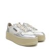 Autry Platform Medalist Low in Pelle Bianca e Argento - Autry
