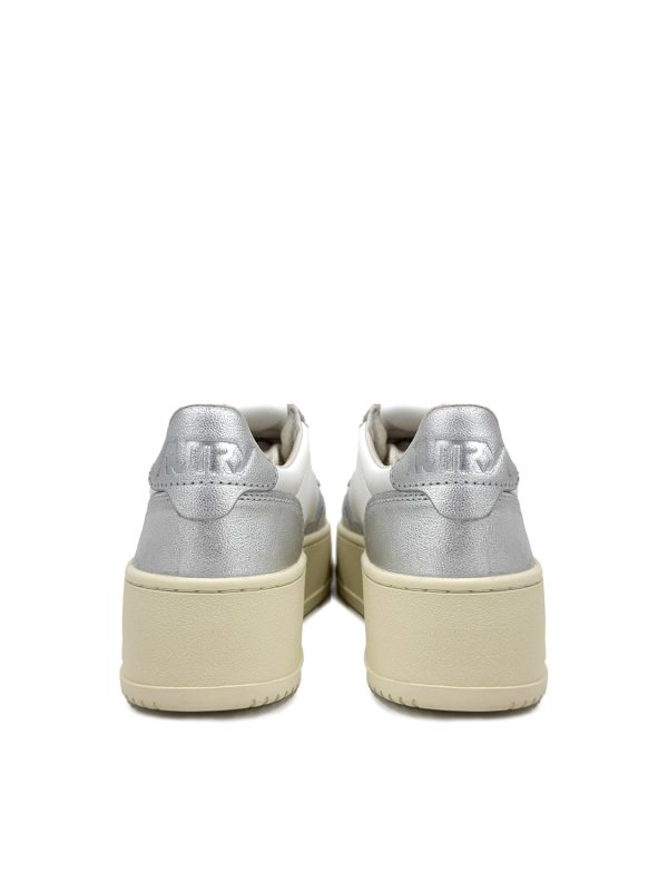 Autry Platform Medalist Low in Pelle Bianca e Argento - Autry