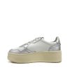 Autry Platform Medalist Low in Pelle Bianca e Argento - Autry