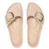 Birkenstock Madrid Sandalo Donna Big Buckle Natural Leather Shine New Beige - Birkenstock
