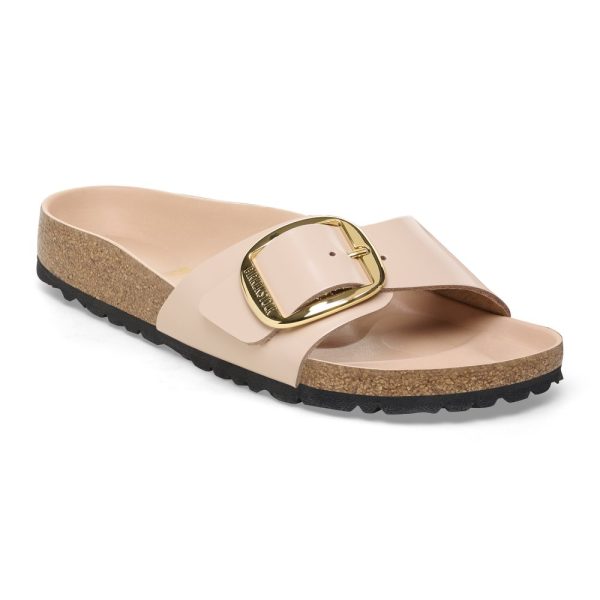 Birkenstock Madrid Sandalo Donna Big Buckle Natural Leather Shine New Beige - Birkenstock