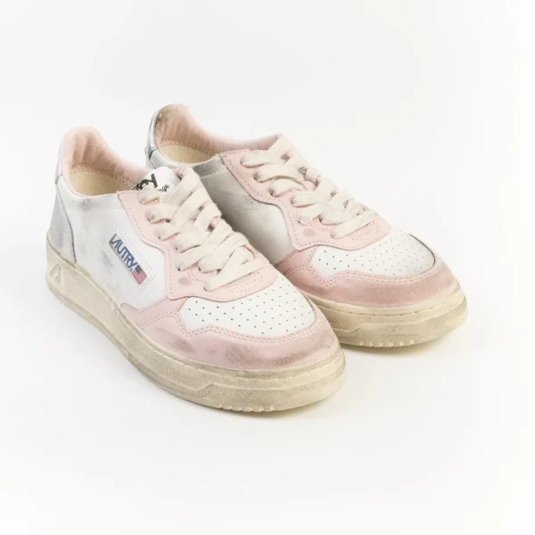 Autry Medalist Low Super Vintage White Powder Pink Silver – Autry