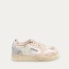 Autry Medalist Low Super Vintage White Powder Pink Silver – Autry